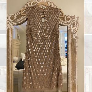 Aidan Mattox sequined and beaded cocktail gown